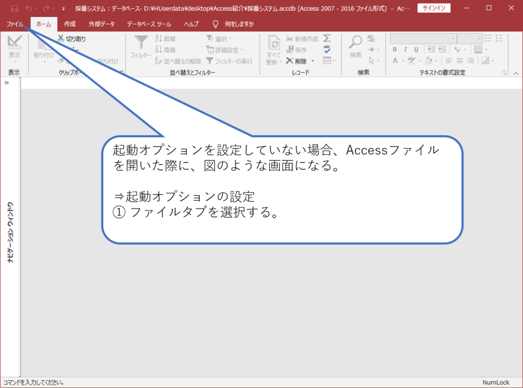 Accessの起動時オプション設定 簡単 Access作成方法の紹介